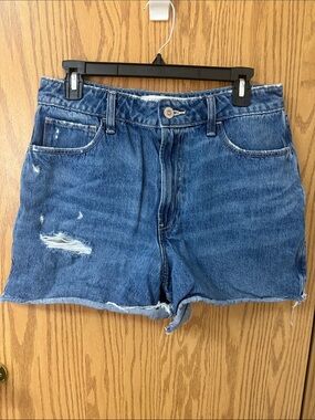 Hollister Distressed Blue Denim High-Rise Jean Shorts